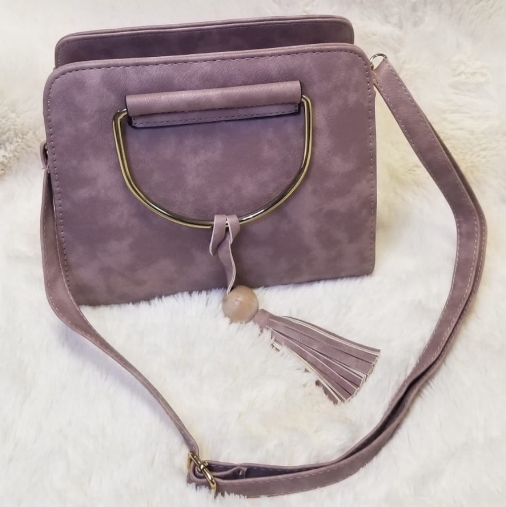 Velour plush purple purse